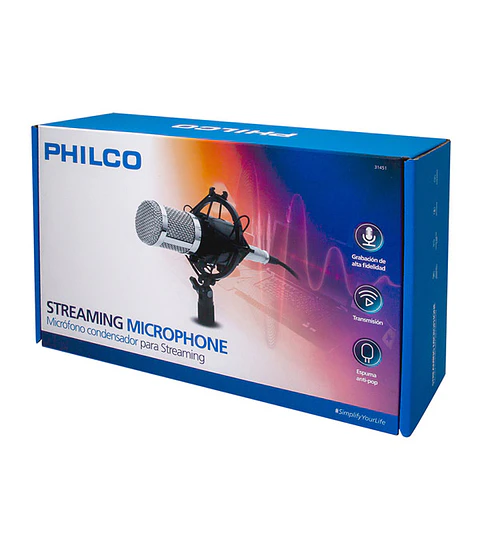 Microfono Condensador Streaming Philco