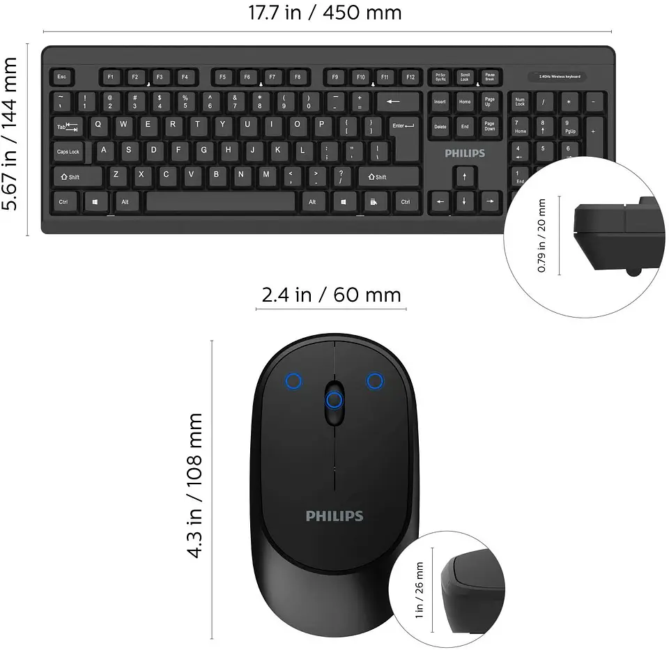 Kit Combo Teclado y Mouse Inalambrico Philips C324 3
