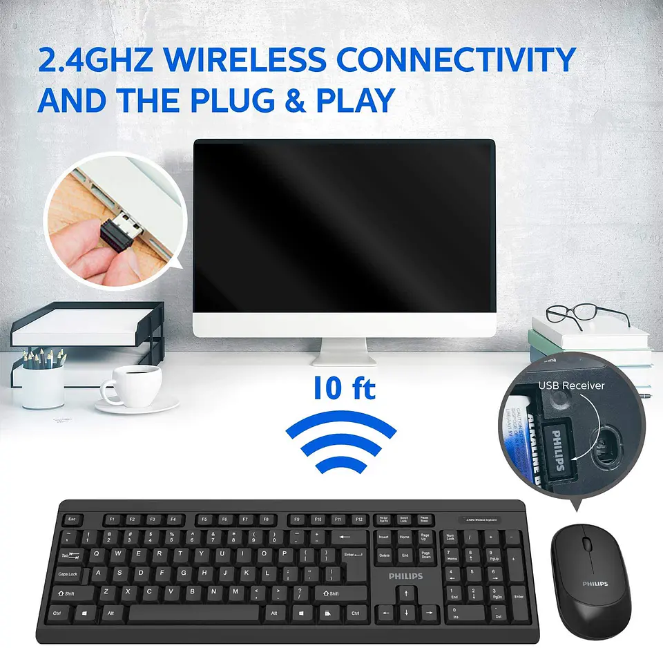 Kit Combo Teclado y Mouse Inalambrico Philips C324 5