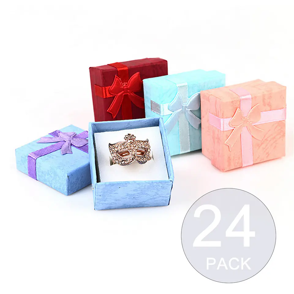 Pack 24 Cajas Carton Joyas Anillos Aros 4x4cm Regalo 1