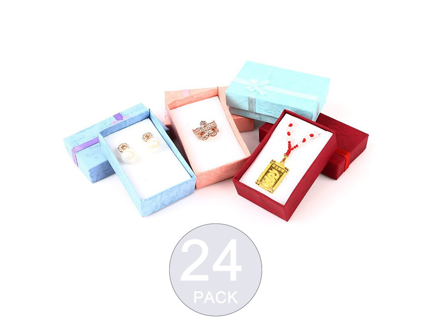 Pack 24 Cajas Carton Joyas Conjuntos Cadenas 8x5cm Regalo 1