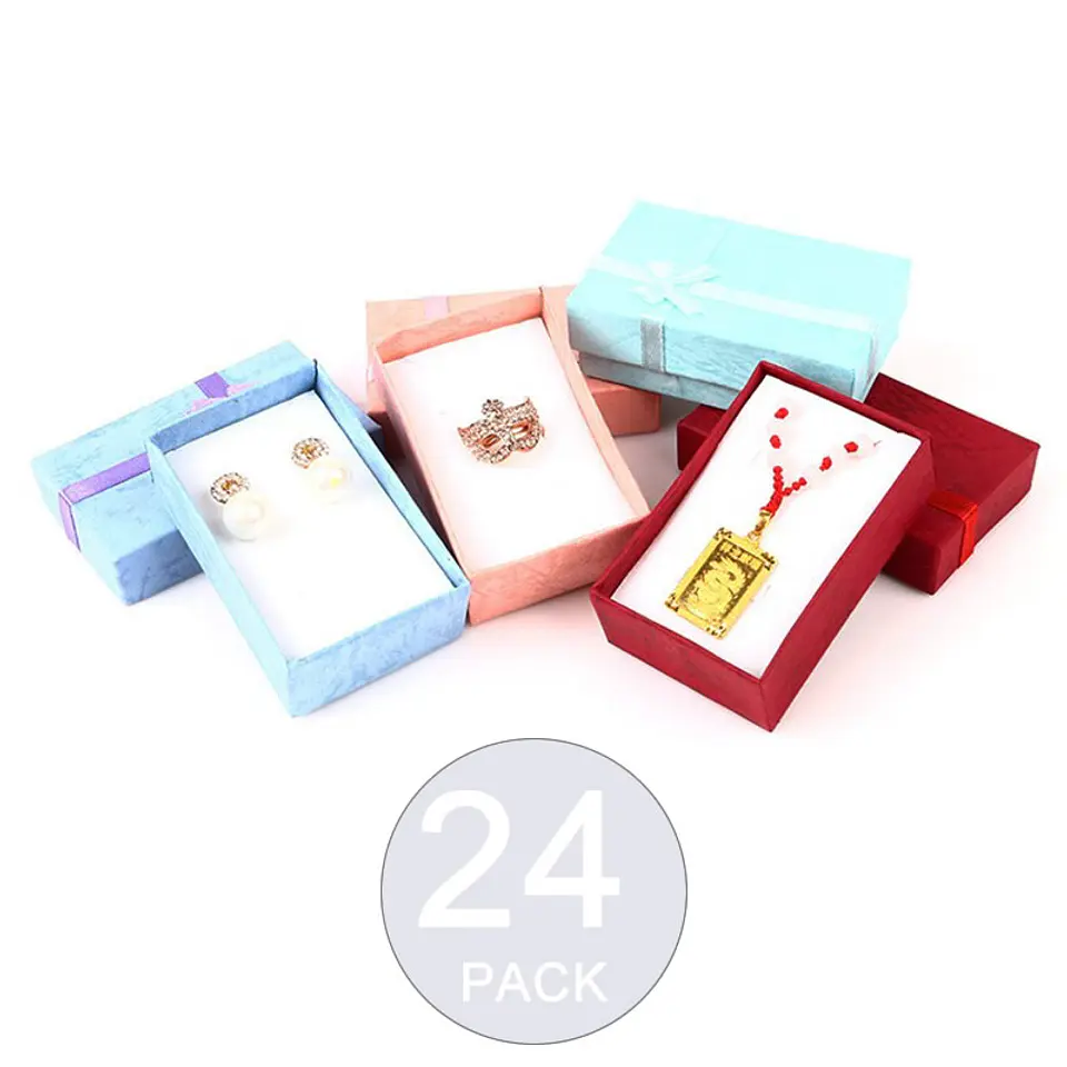 Pack 24 Cajas Carton Joyas Conjuntos Cadenas 8x5cm Regalo 1