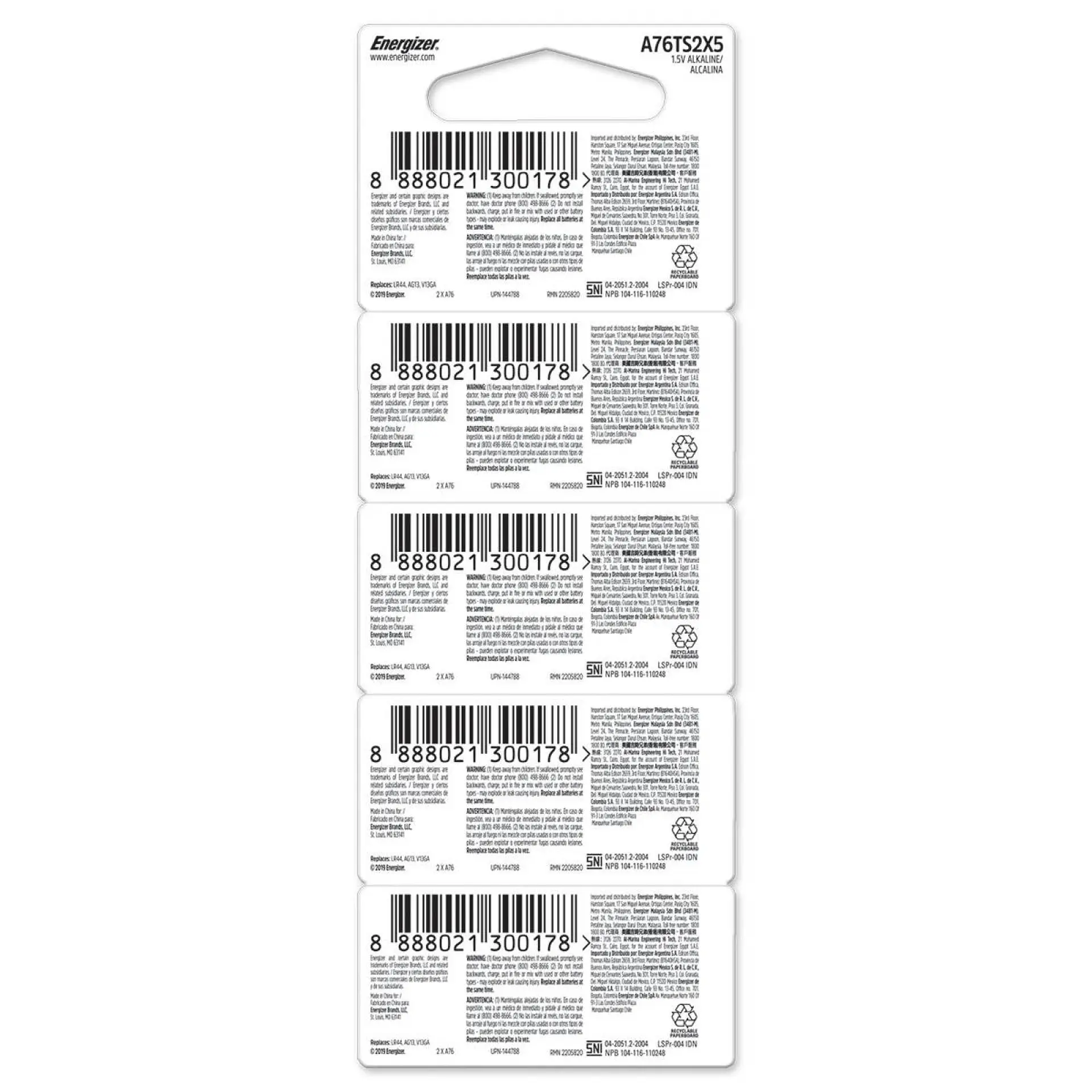 Pack 10 Pilas Pila Energizer Ag13 Lr44 A76 5