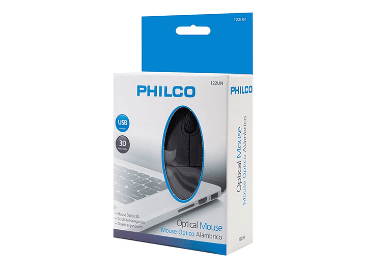 Mouse Óptico Philco Alámbrico Usb-122un Negro 2