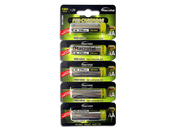 Pack 5 Pilas Recargables AA Macrotel 2700mha 1