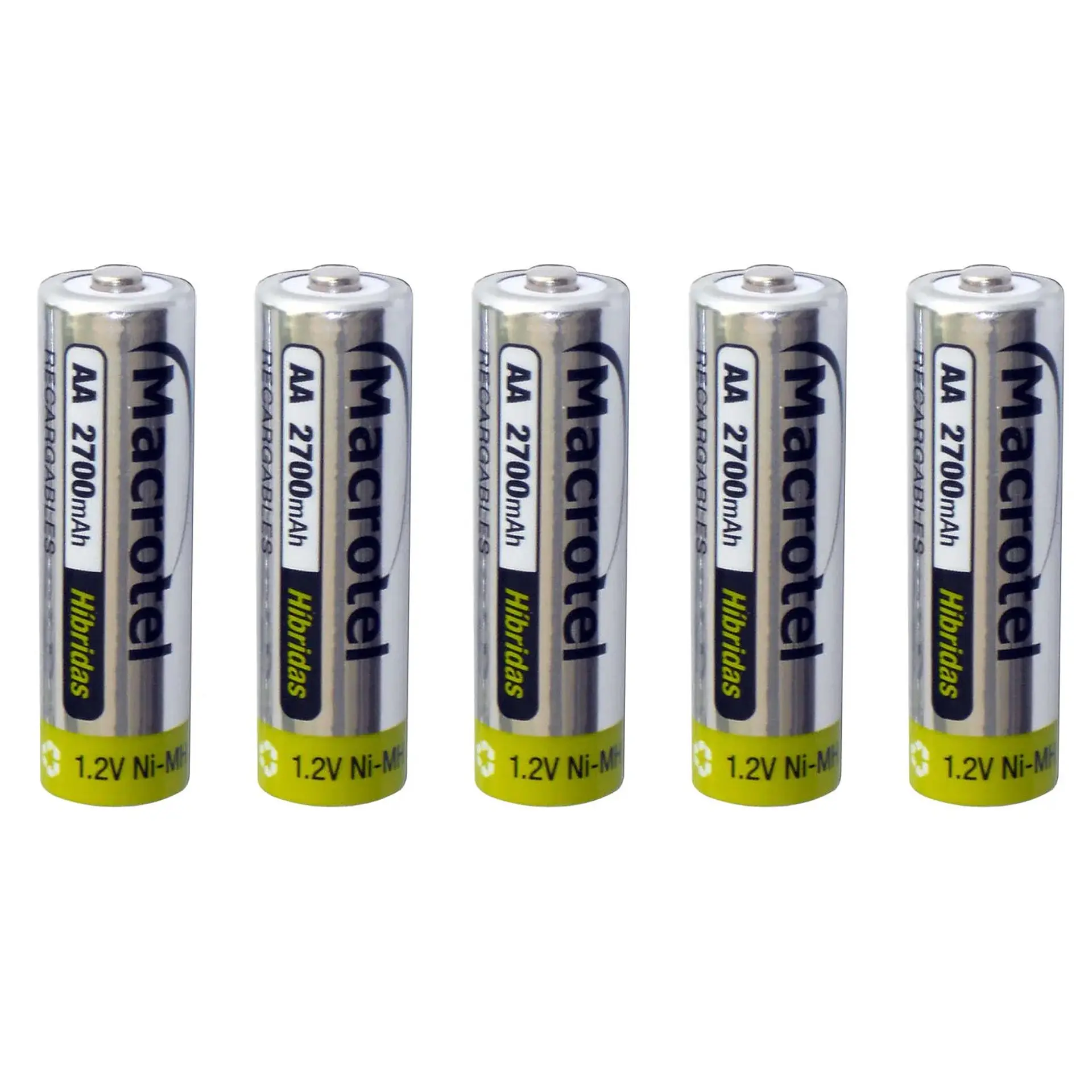 Pack 5 Pilas Recargables AA Macrotel 2700mha 2