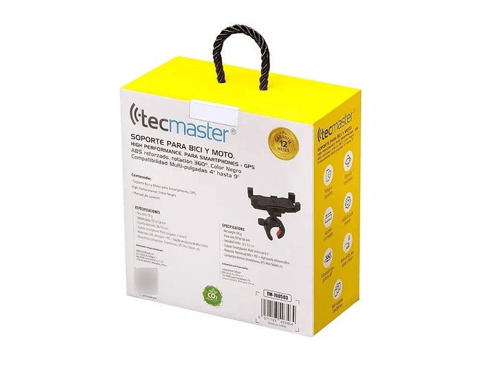 Soporte Bicicleta Y Moto Celular Rotación 360 Tecmaster Negro 5