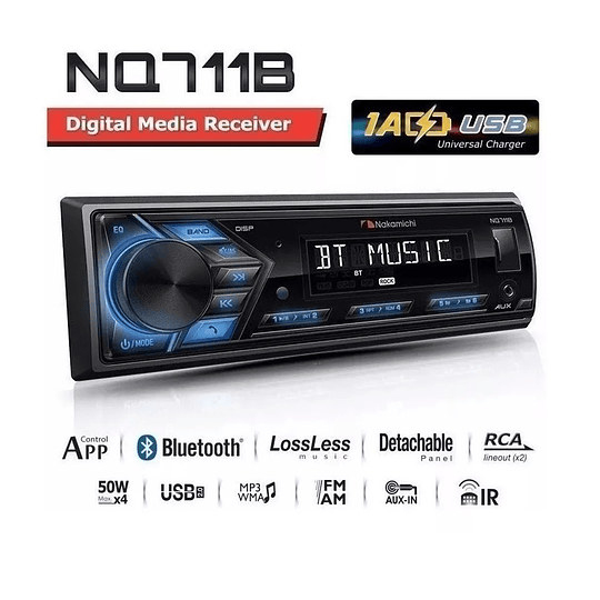 Radio Auto Nakamichi NQ711B Usb y bluetooth Negro