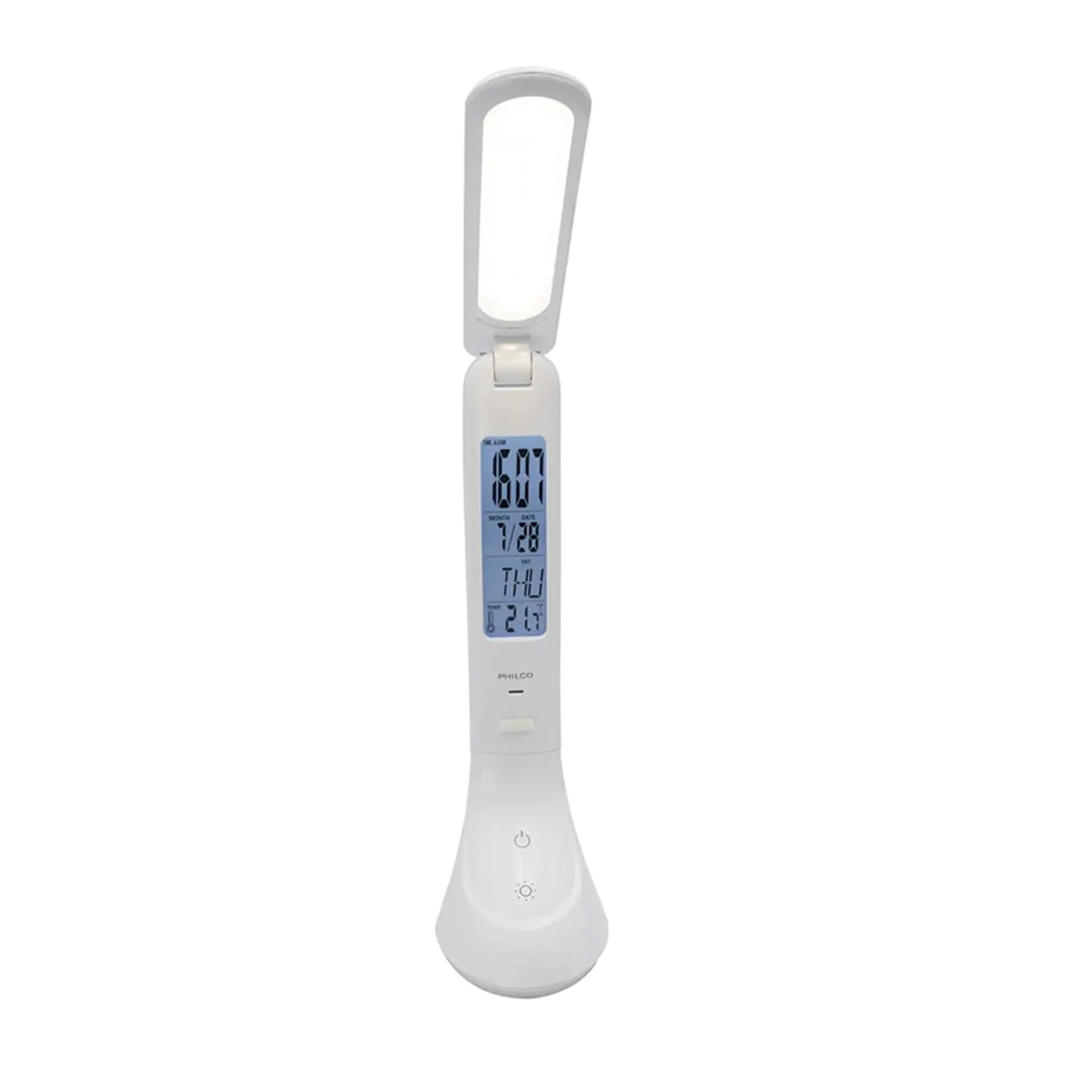 Lampara Led Usb Escritorio C/reloj Recargable Philco Dl368 3