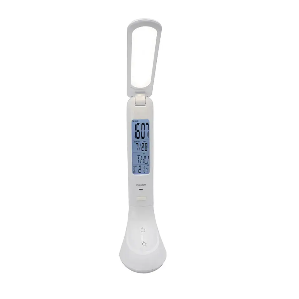 Lampara Led Usb Escritorio C/reloj Recargable Philco Dl368 3