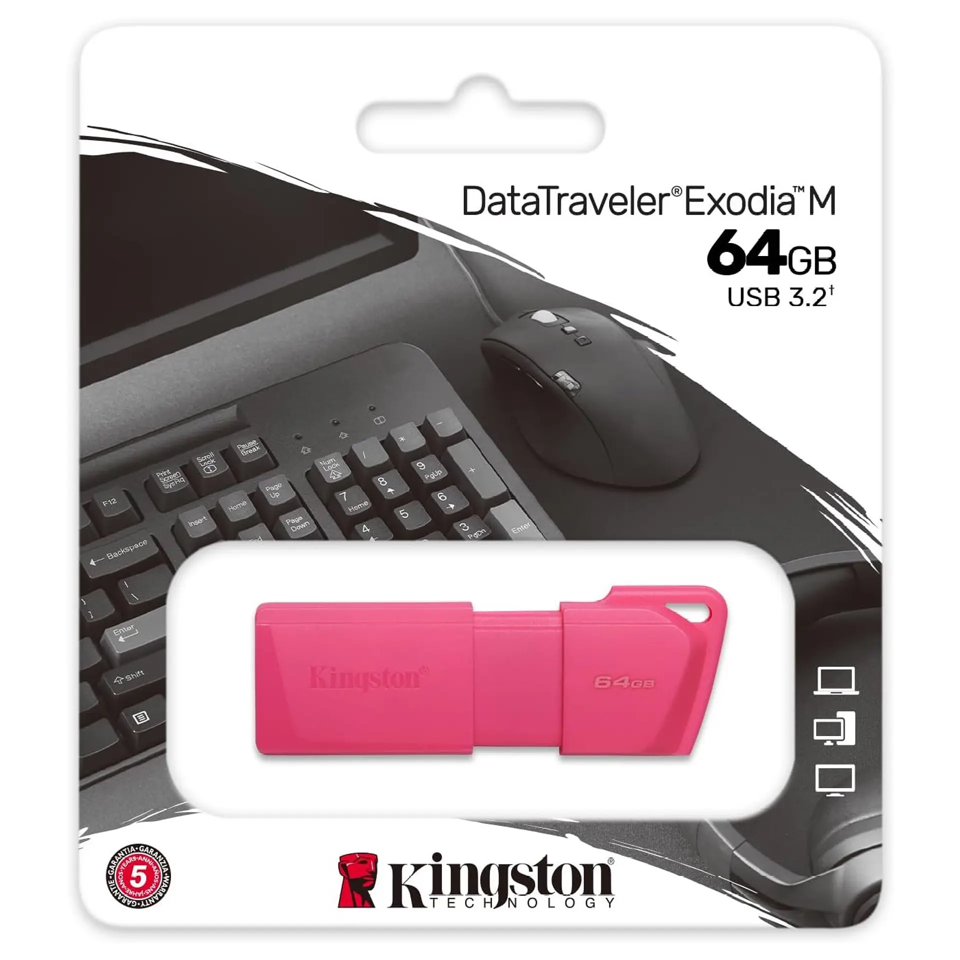 Pendrive DTXM 64gb Usb 3.2 Kingston Rosado 1
