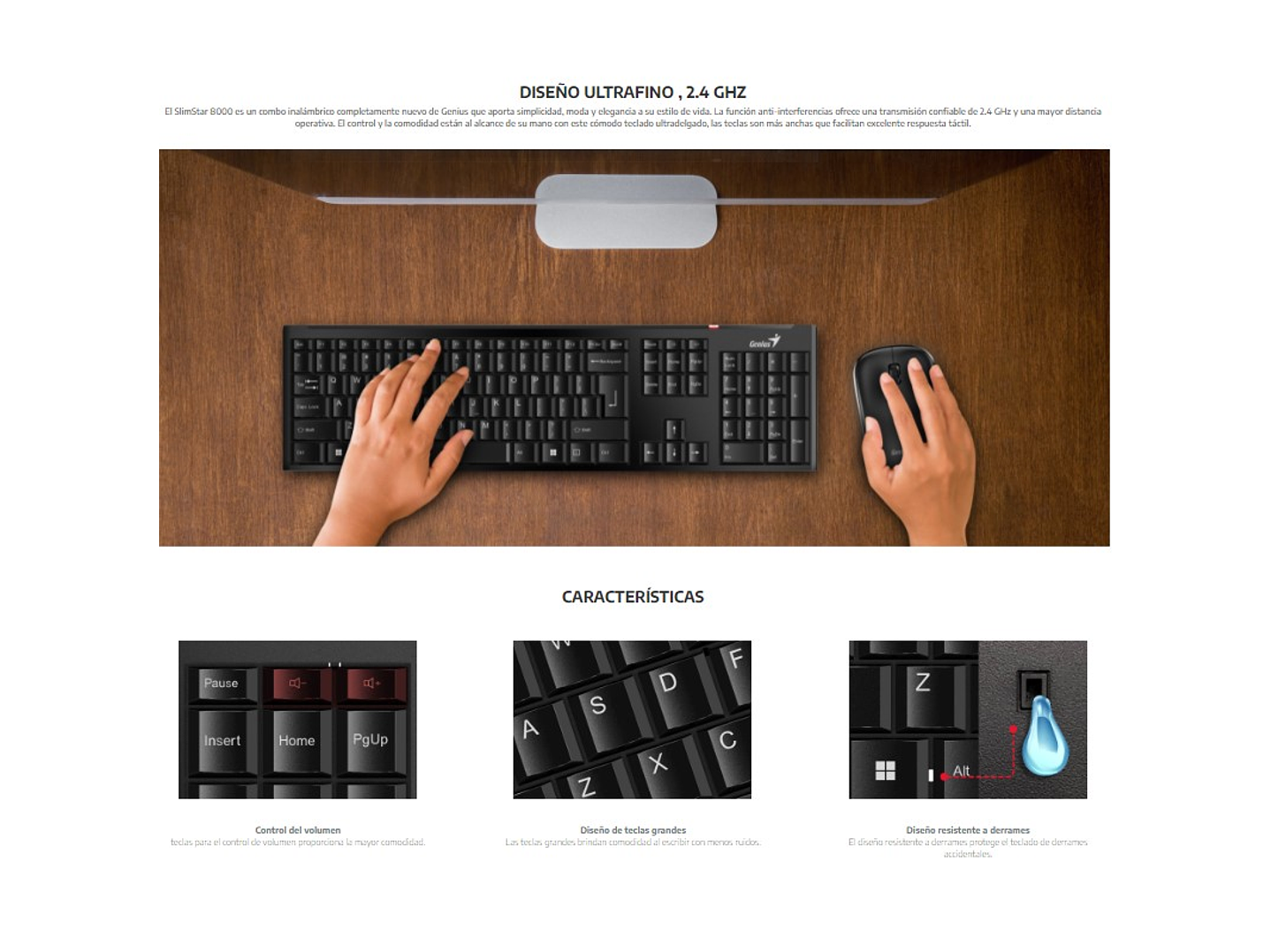 Kit Combo Teclado y Mouse Inalambricos Genius 8000SE 3