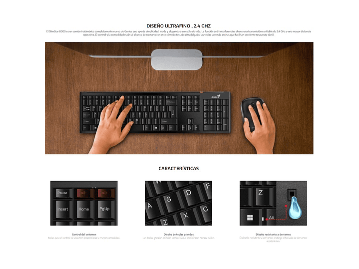 Kit Combo Teclado y Mouse Inalambricos Genius 8000SE 3