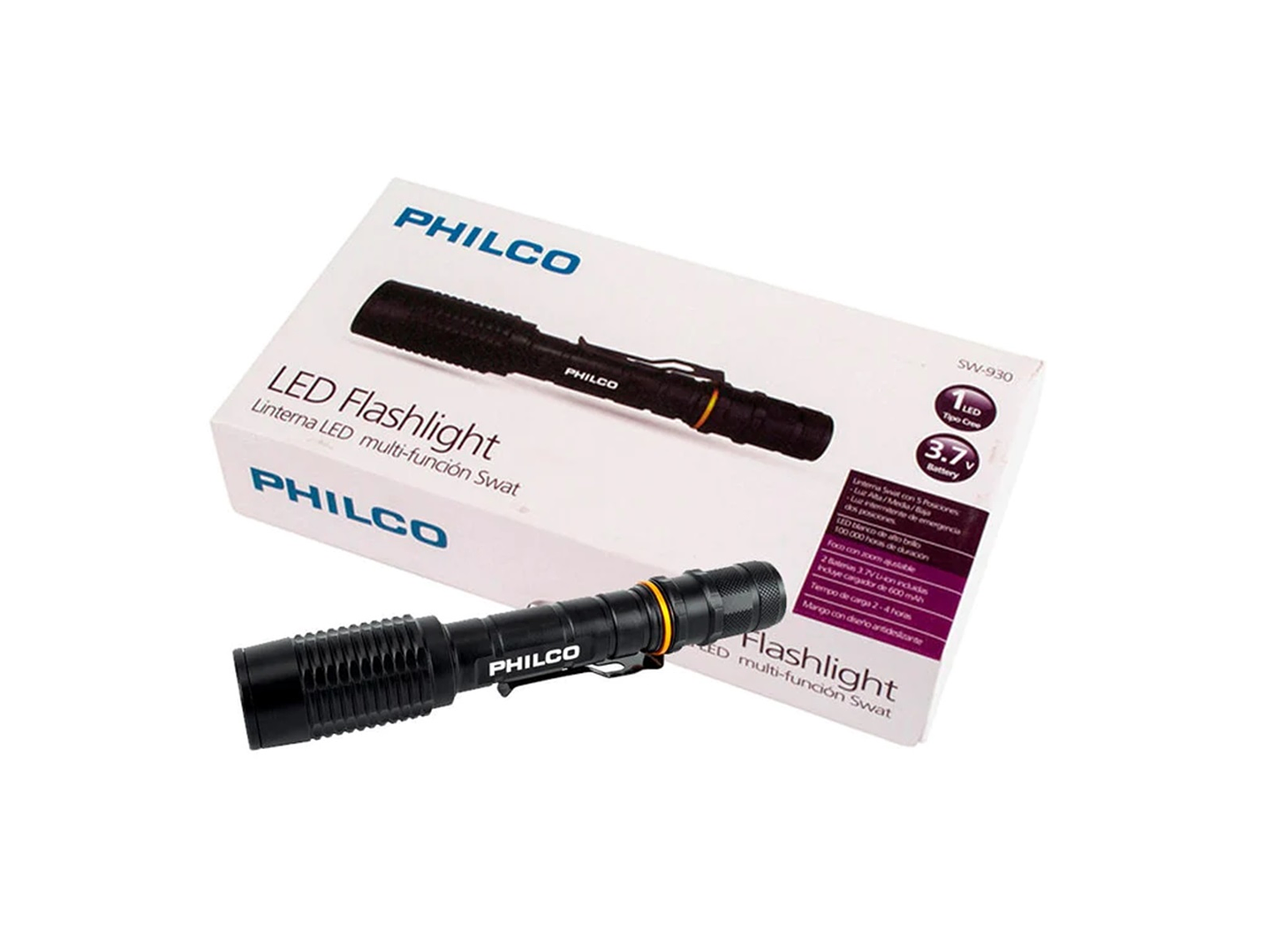 Linterna Swat Recargable Philco SW930 Negro 2
