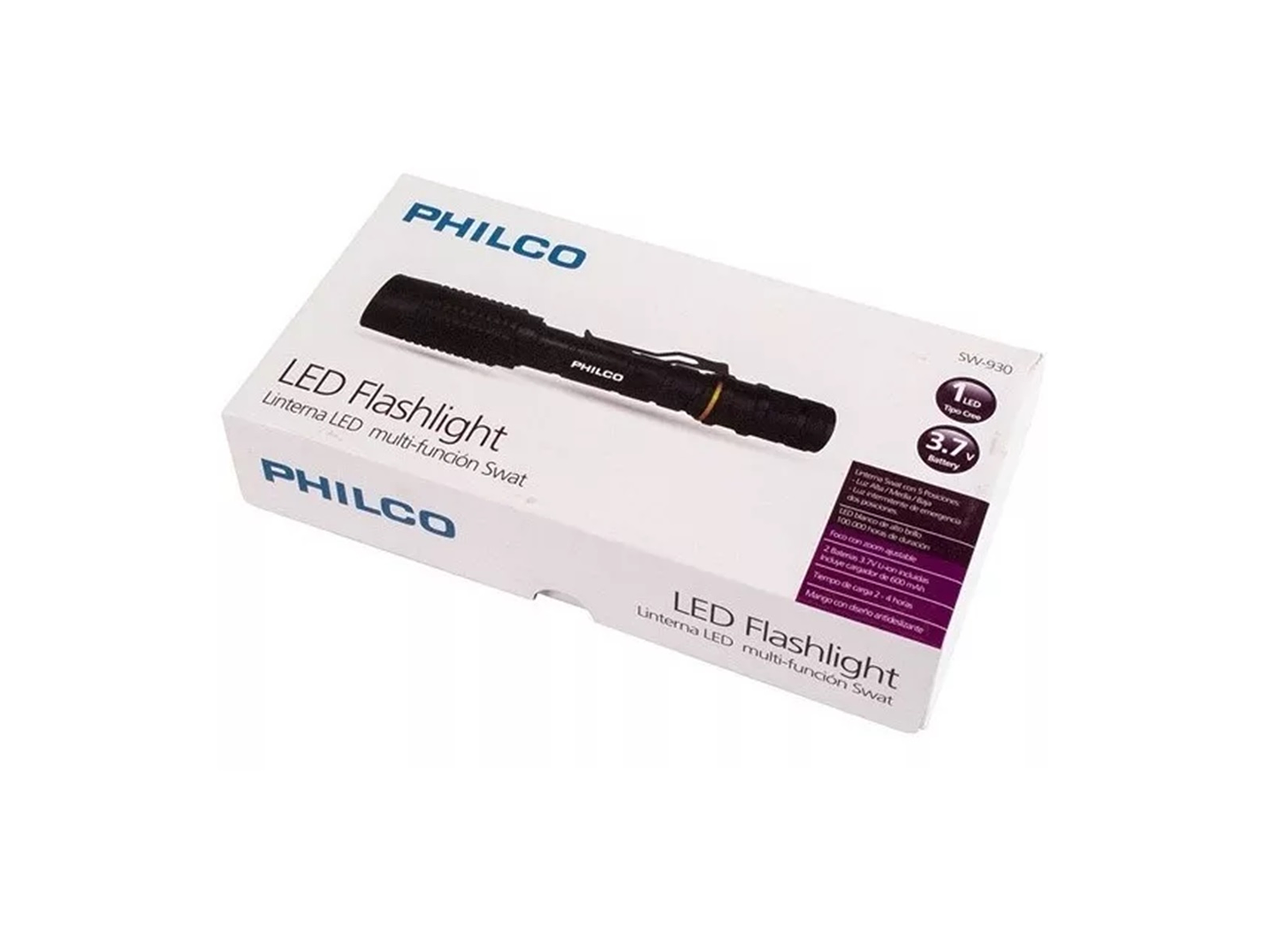 Linterna Swat Recargable Philco SW930 Negro 4