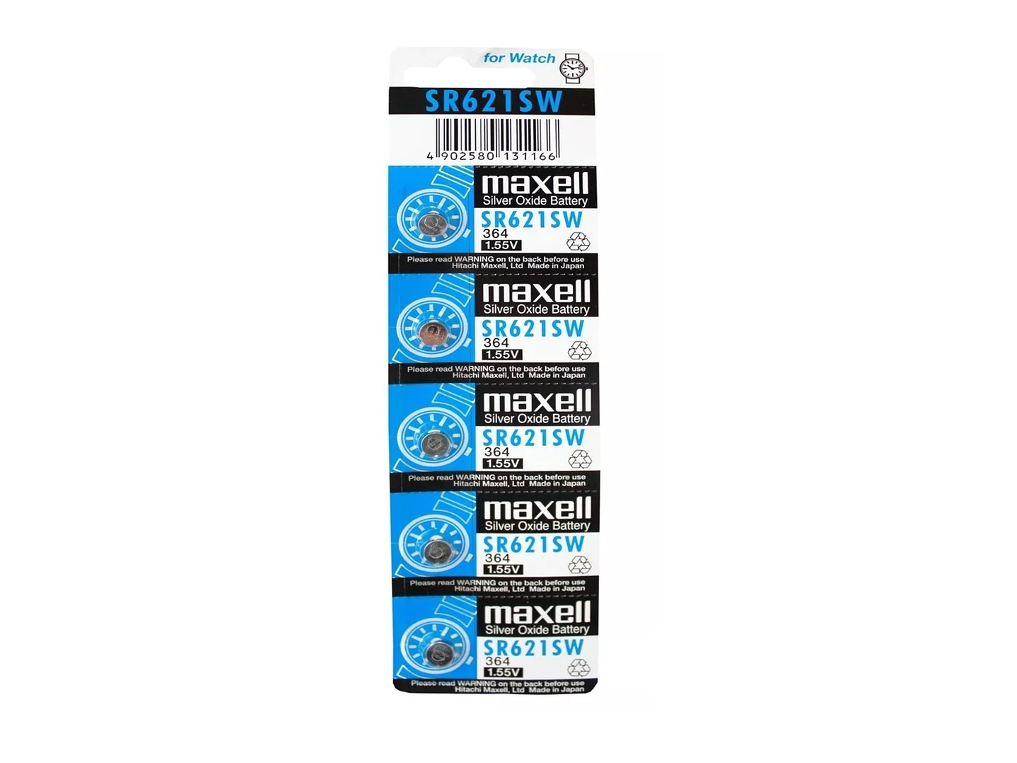 Pack 5 Pilas Maxell Botón Sr621sw Ag1 1.55V 1