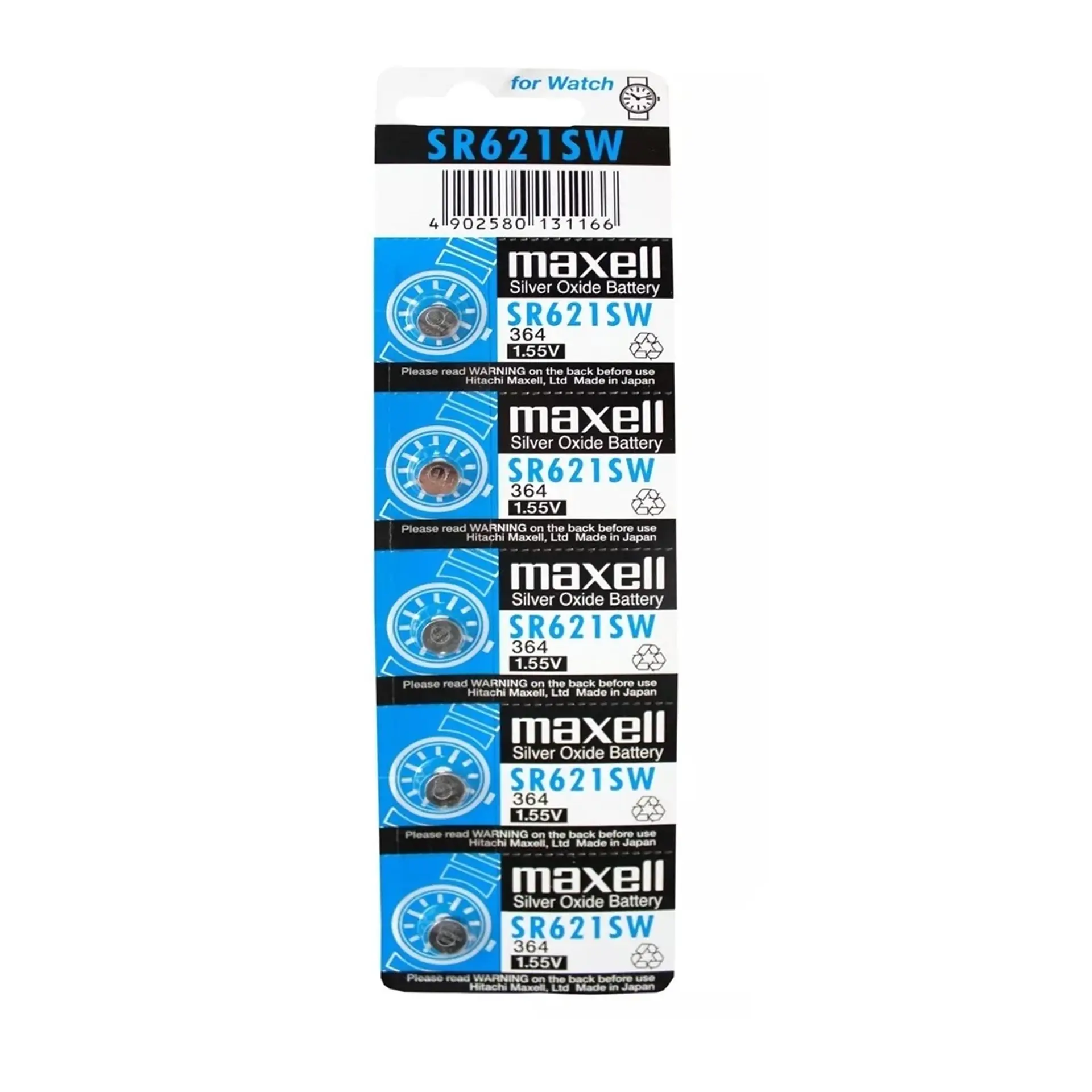 Pack 5 Pilas Maxell Botón Sr621sw Ag1 1.55V 1