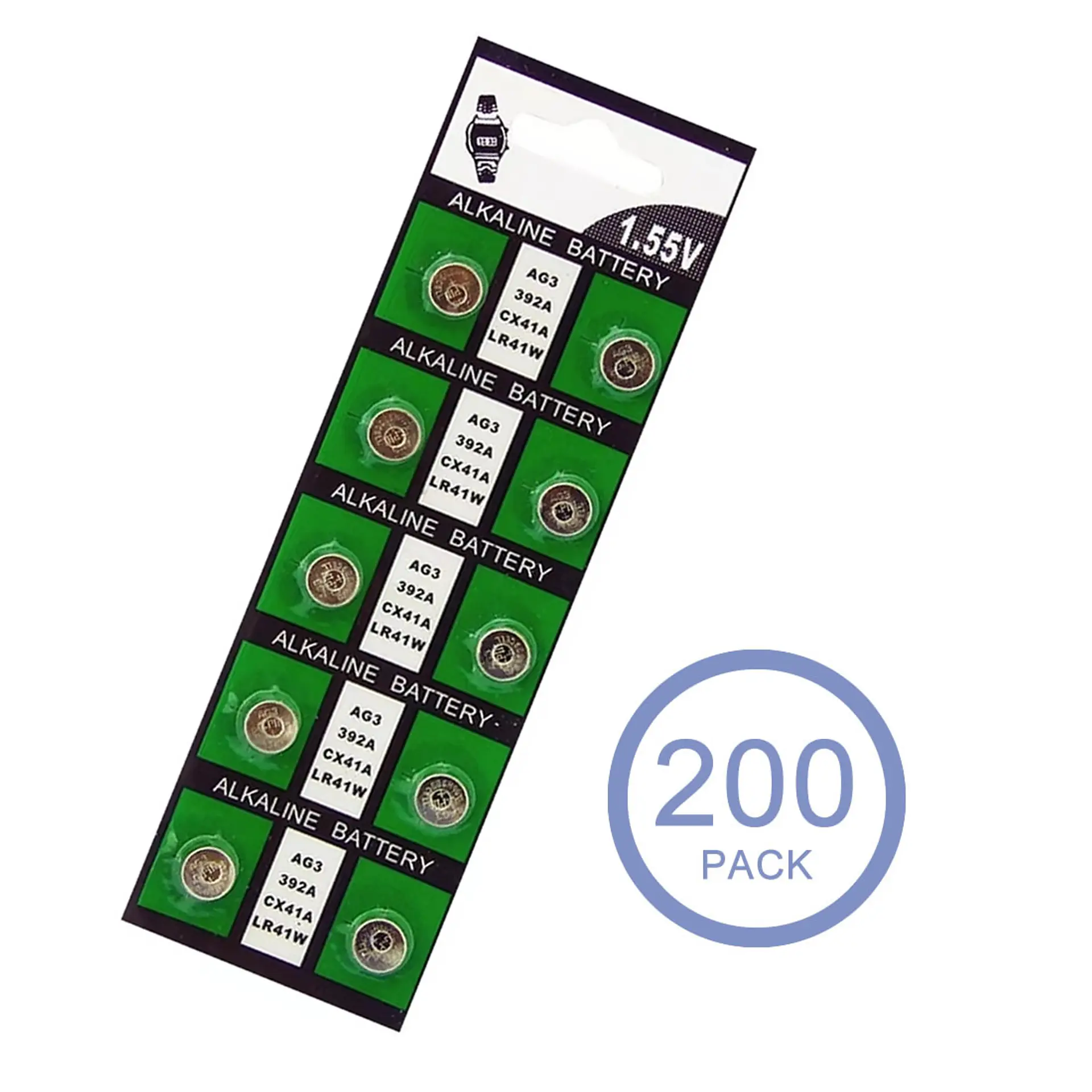 Pack 200 Pilas Ag3 Lr41 1.55v Alcalina Batería 1