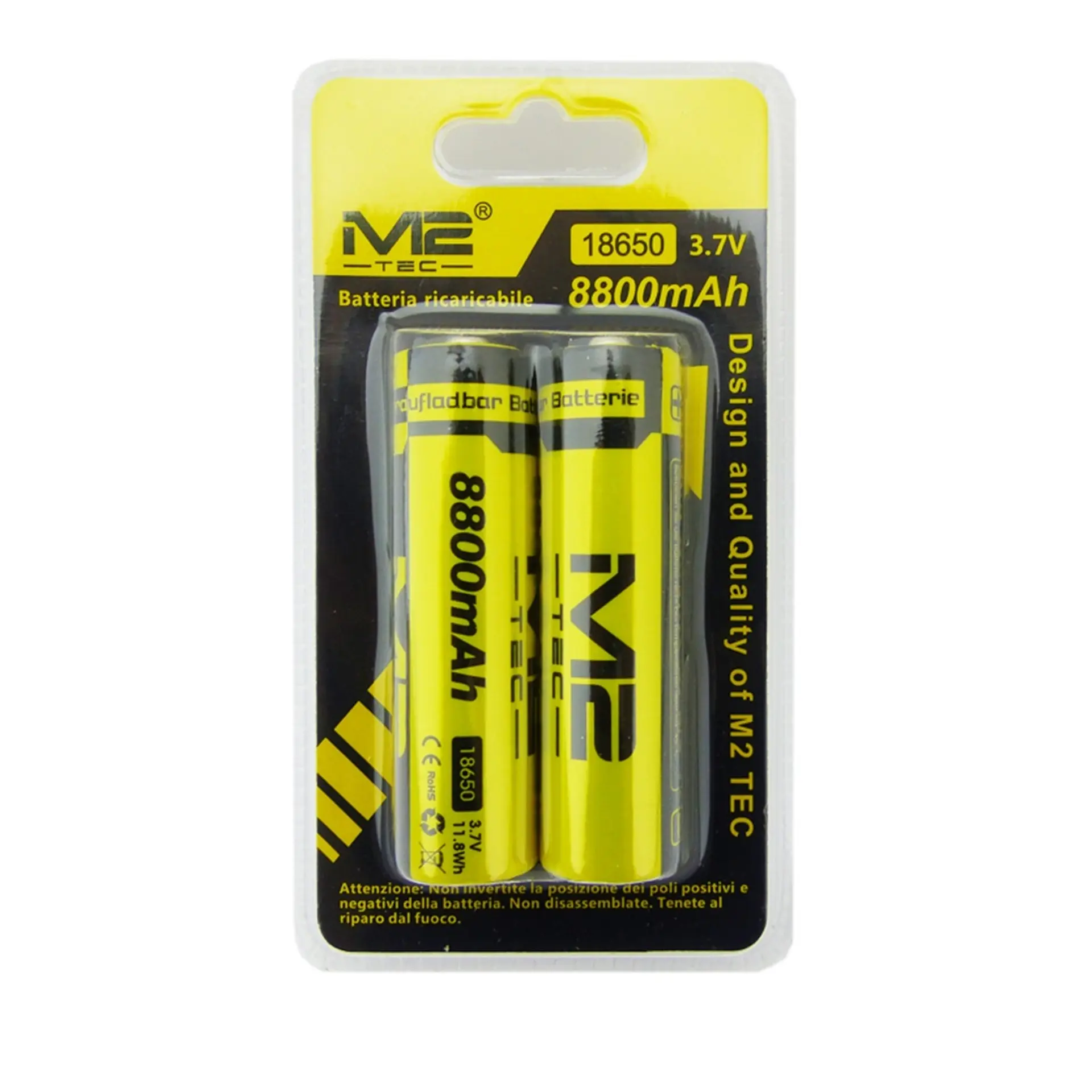 Pack 2 Batería M2-Tec 18650 Recargable 3.7 V 8800mah 2