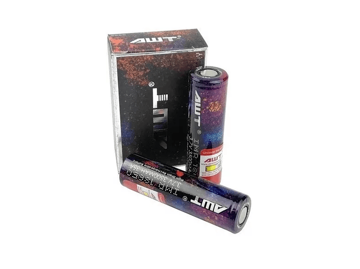 Pack 2 Batería 18650 Awt Recargable 3500mah Plana 3