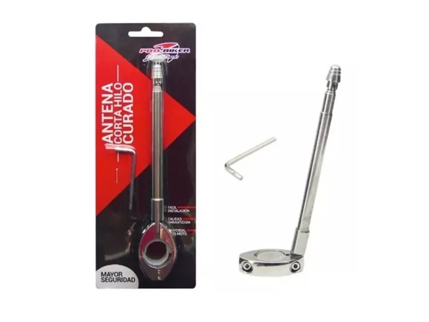 Antena Corta Hilo Curado Moto Retráctil Plateado 1