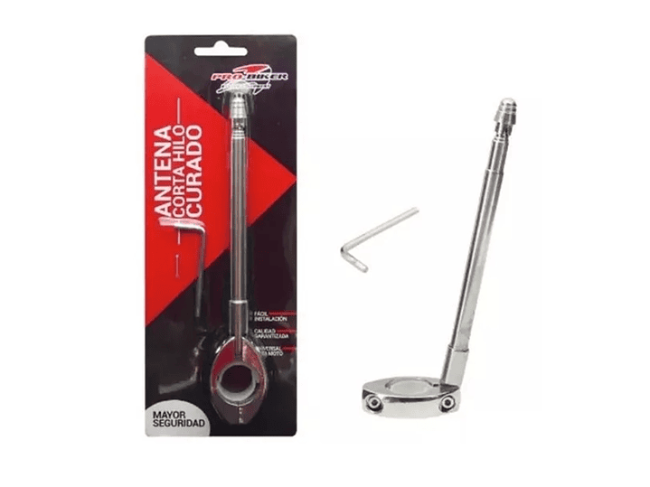 Antena Corta Hilo Curado Moto Retráctil Plateado 1