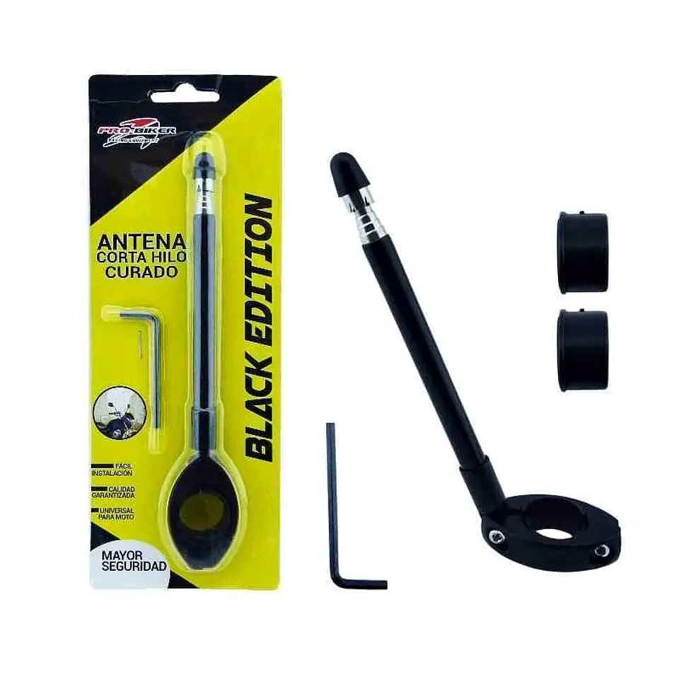 Antena Corta Hilo Curado Moto Retráctil Negro 1