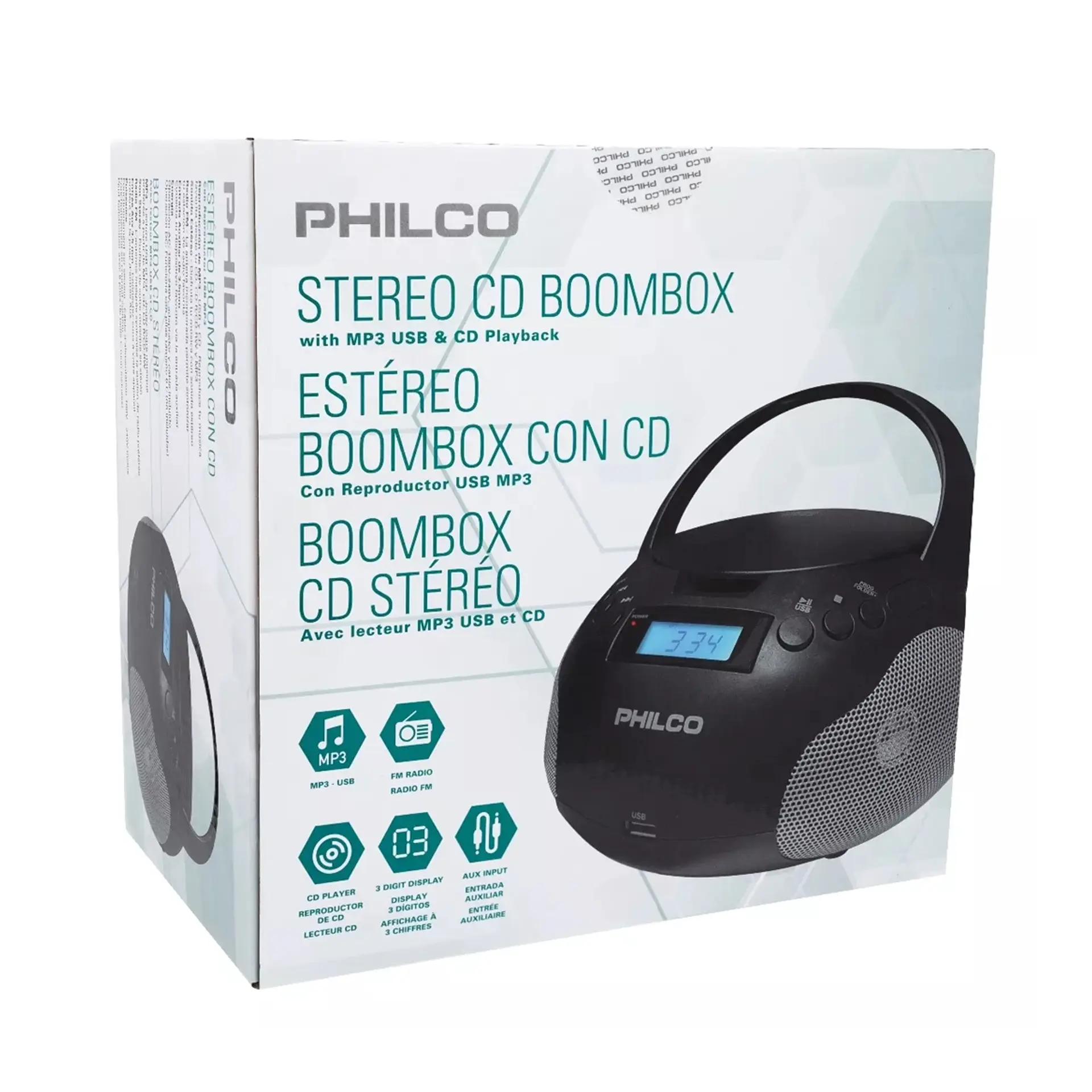 Radio Boombox CD PJB1007B Philco Negro 2