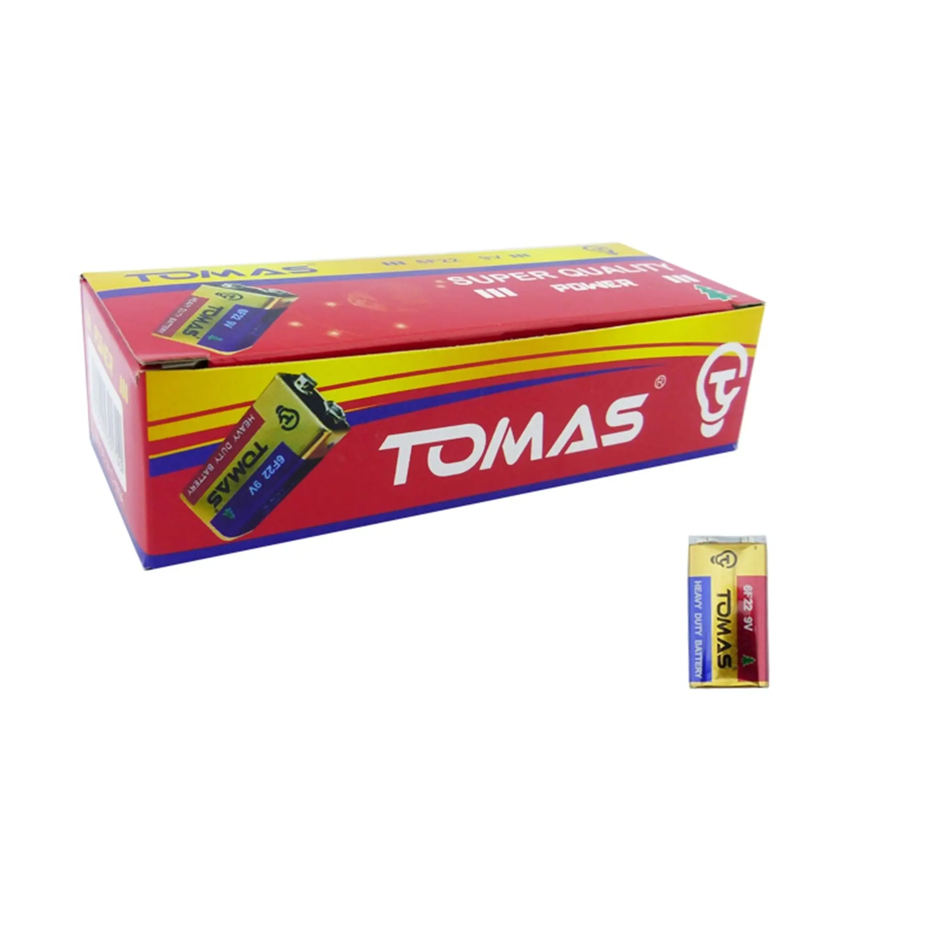 Pack de 10 Baterías 9V Tomas Super Quality 6F22 1