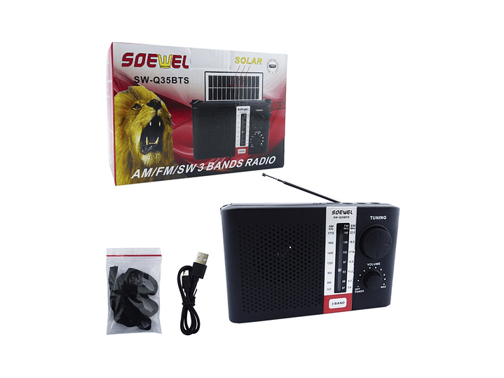 Radio Solar AM/FM 3 Bandas Recargable SW-Q35BTS 3