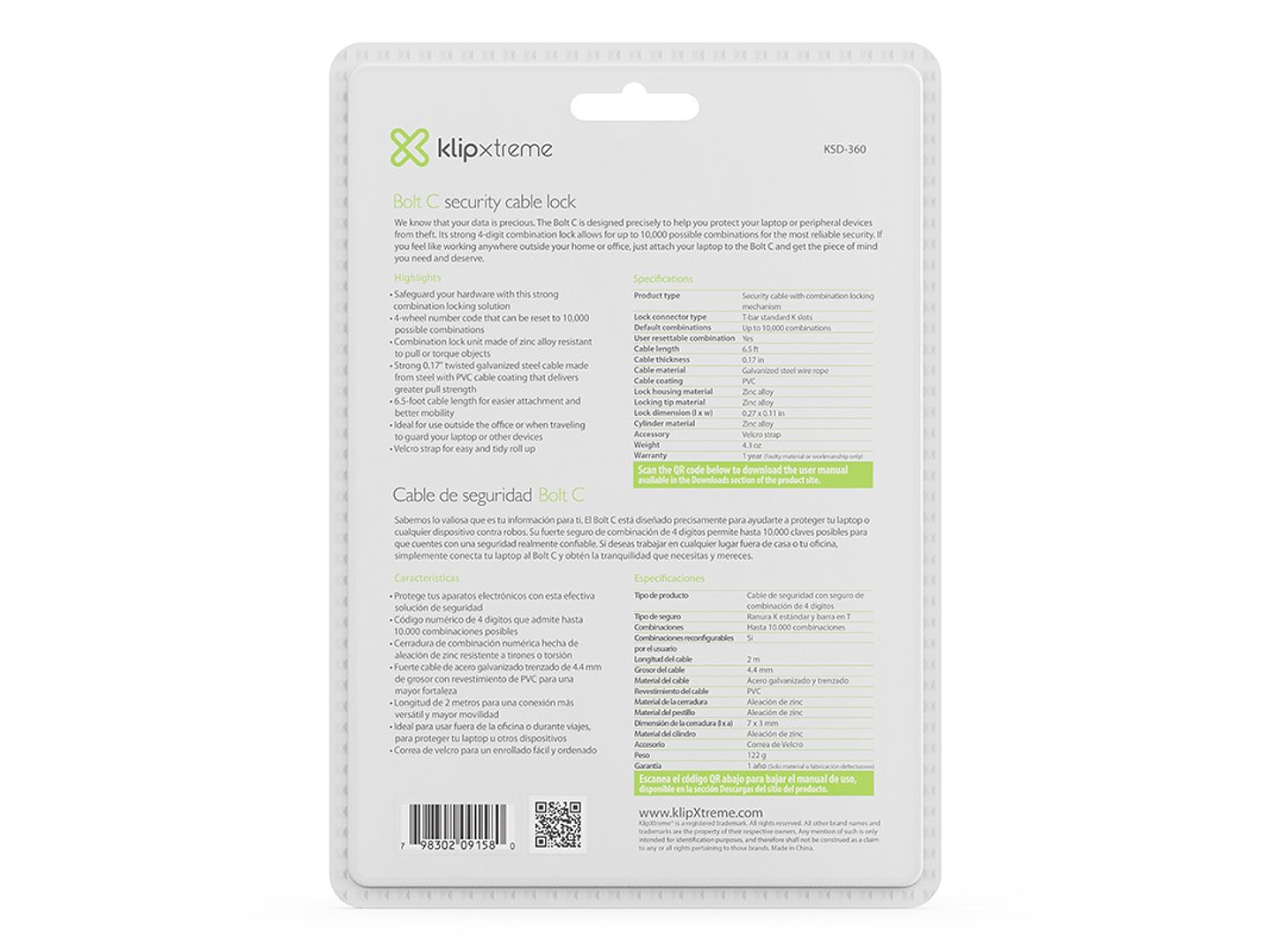 Candado Seguridad Notebook Bolt C Clave Klip Xtreme 7