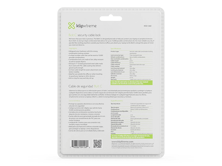 Candado Seguridad Notebook Bolt C Clave Klip Xtreme 7
