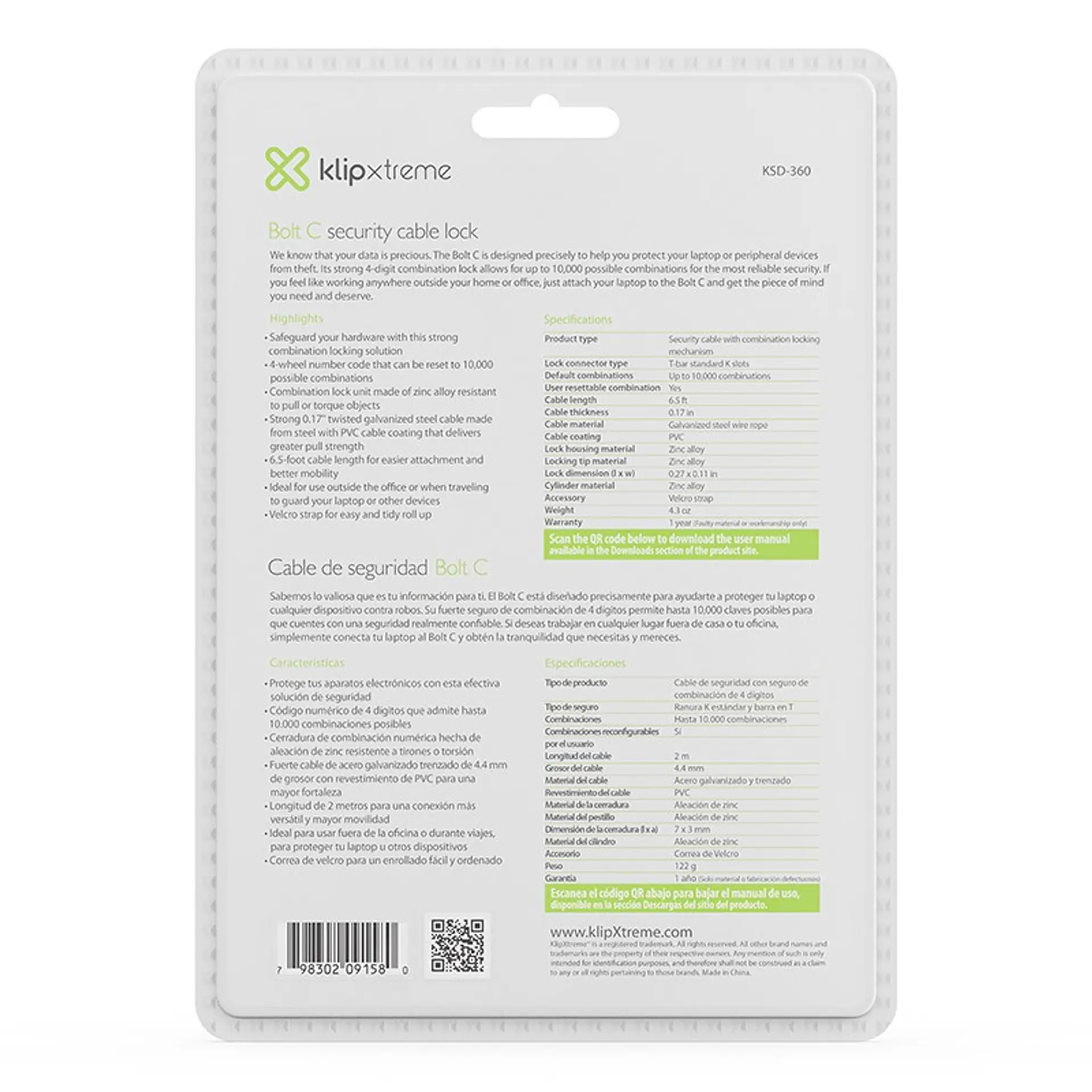 Candado Seguridad Notebook Bolt C Clave Klip Xtreme 7