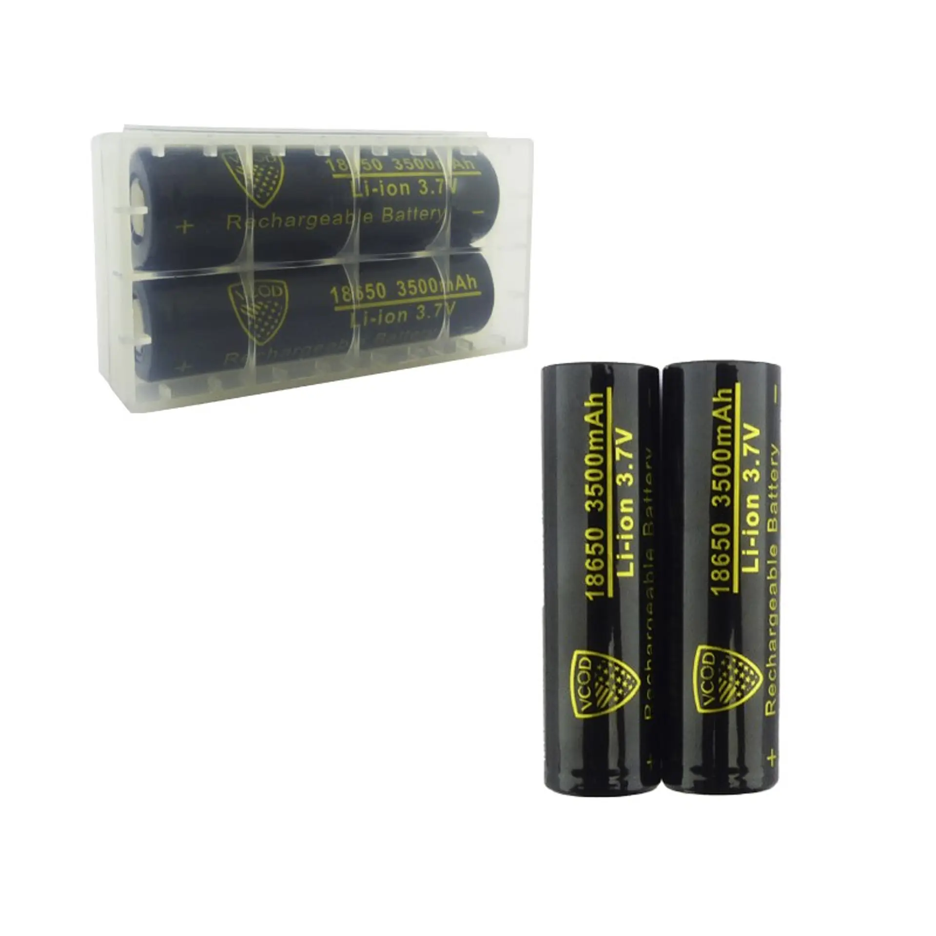 Pack 2 Batería 18650 VCOD Recargable 3500mah Plana 2