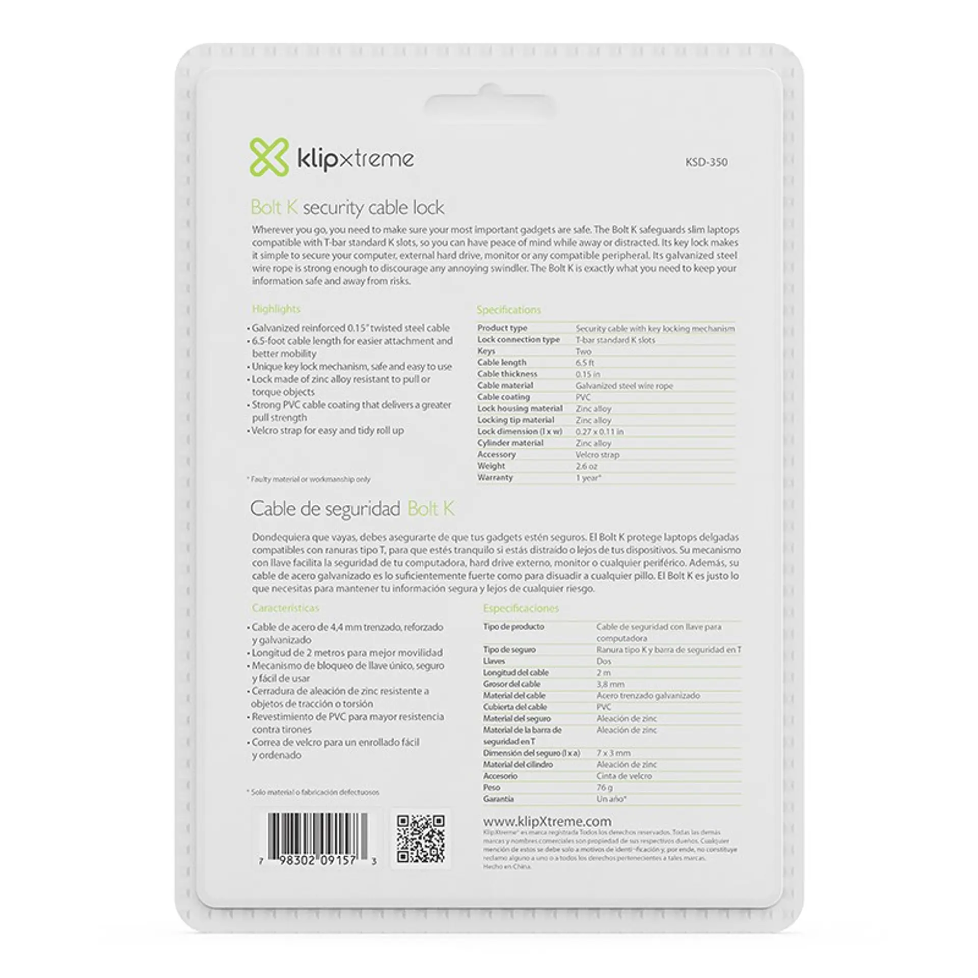 Candado Seguridad Notebook Bolt K Llave Klip Xtreme 10