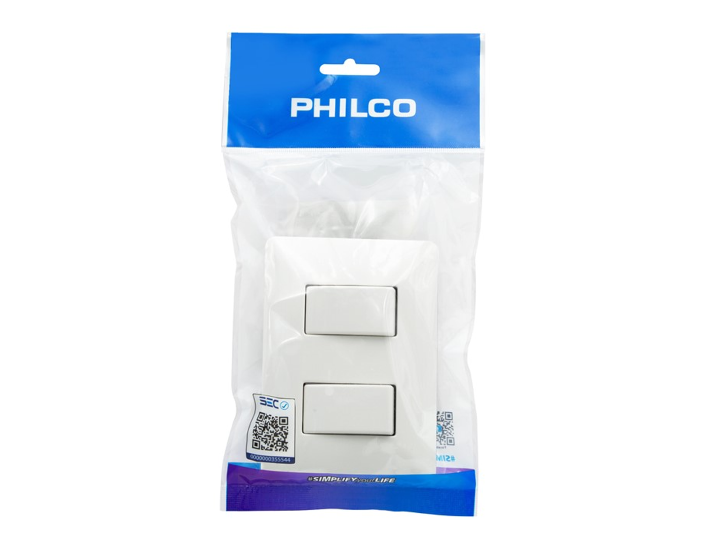 Interruptor Doble Pared Muro 250v 10a Philco Blanco  2