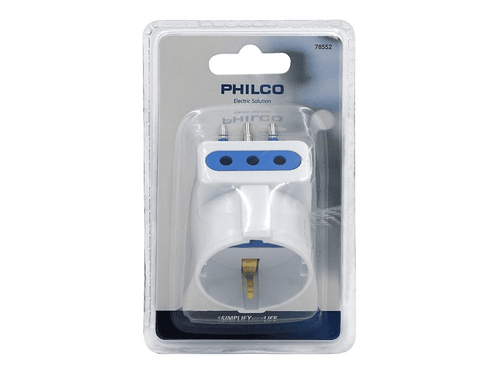 Enchufe Adaptador Schuko Triple Philco 2