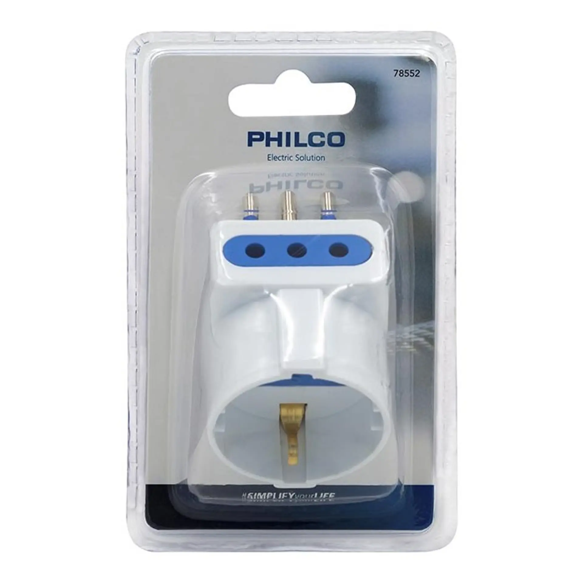 Enchufe Adaptador Schuko Triple Philco 2