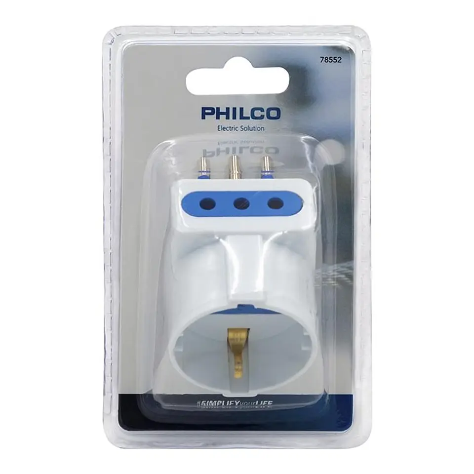 Enchufe Adaptador Schuko Triple Philco 2