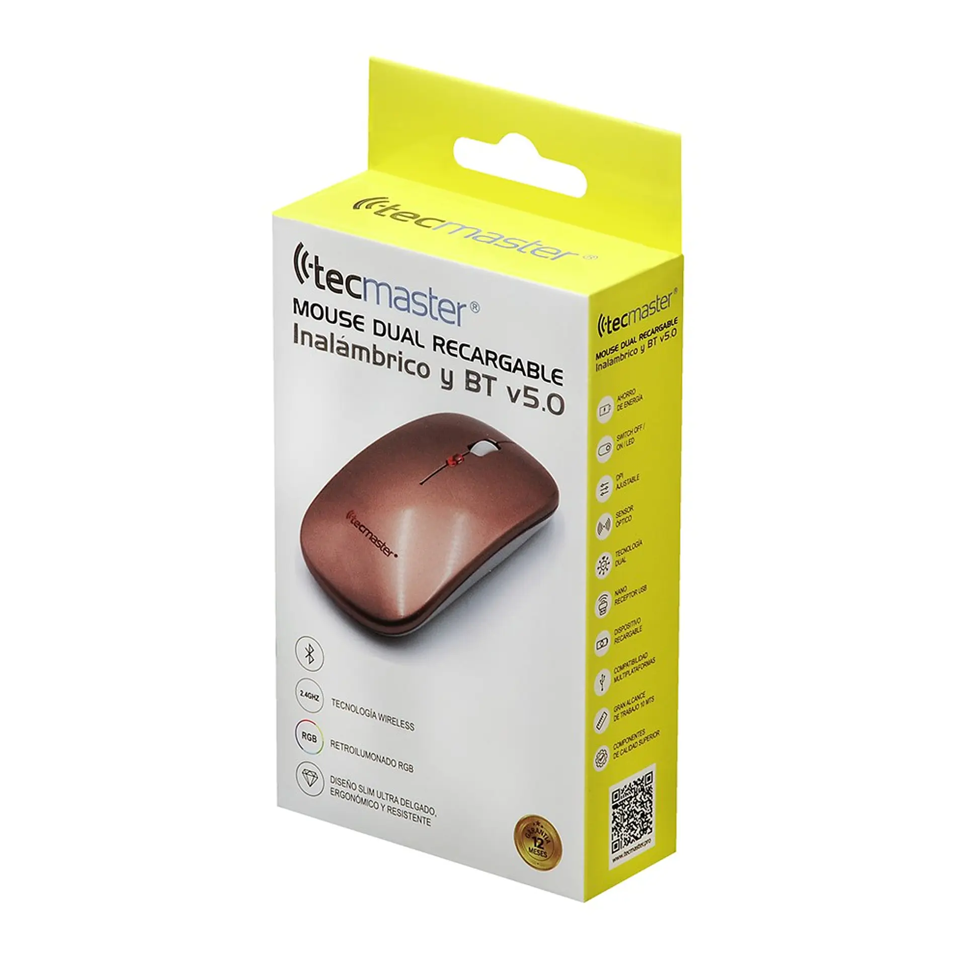 Mouse Slim Dual Inalámbrico Tecmaster Recargable Rosa TM-100516-PK 4