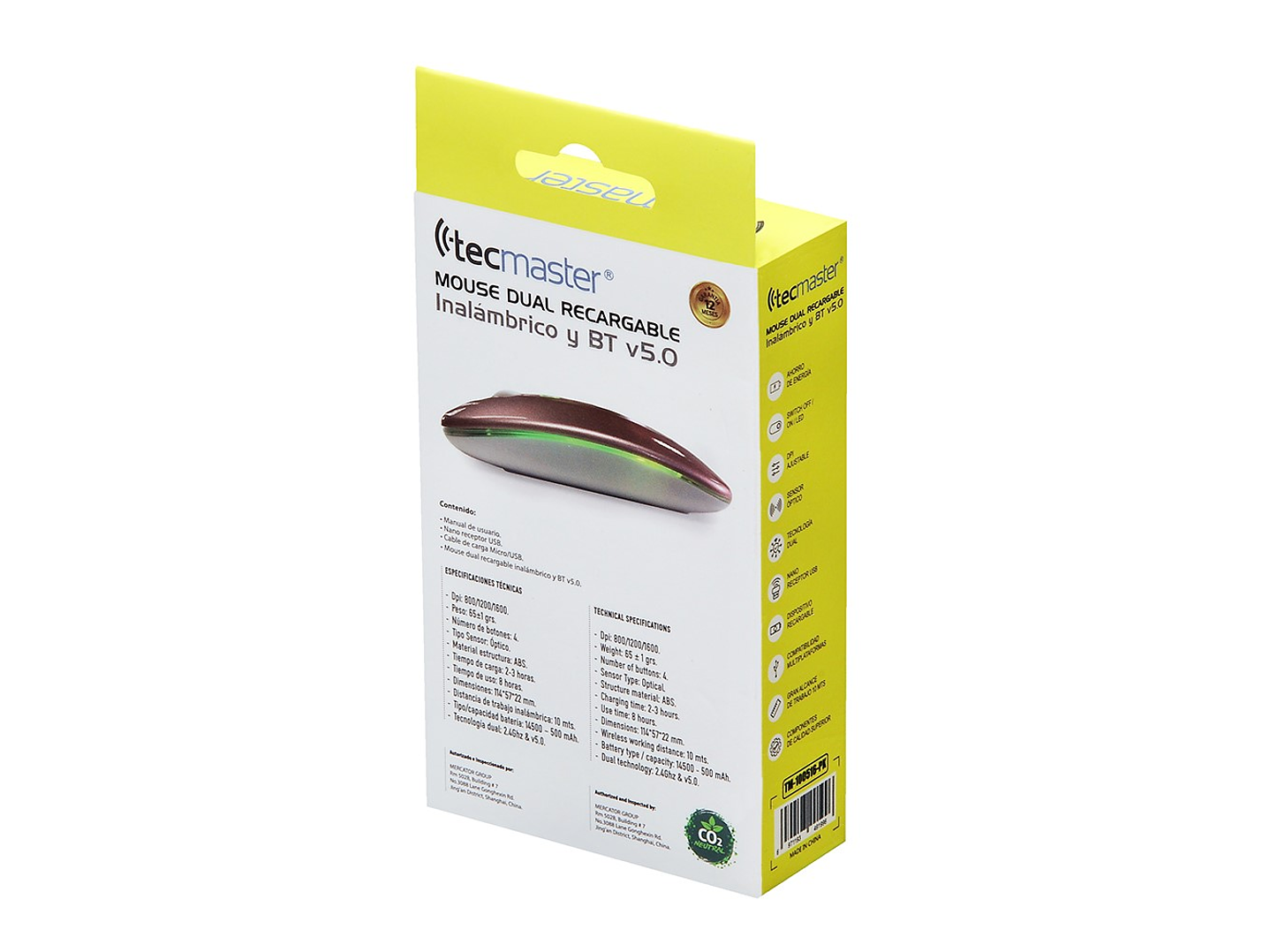 Mouse Slim Dual Inalámbrico Tecmaster Recargable Rosa TM-100516-PK 5