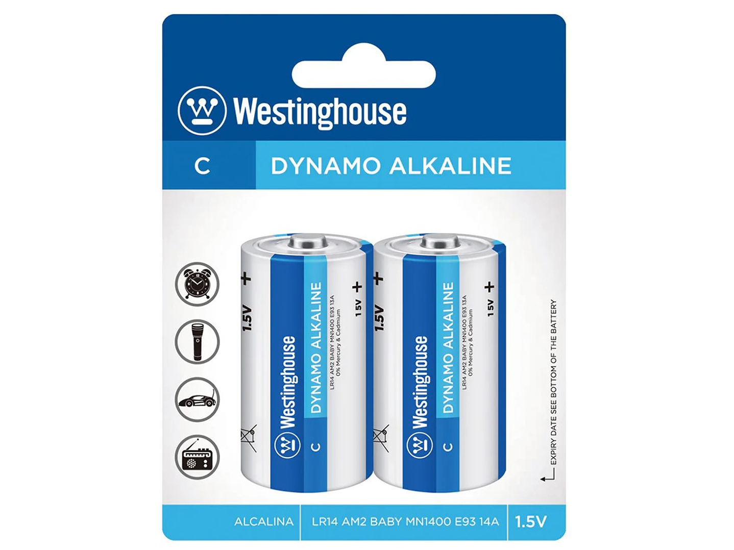 Pack 2 Pilas Dynamo Alcalina C Westinghouse 1