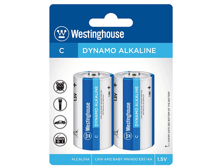 Pack 2 Pilas Dynamo Alcalina C Westinghouse 1