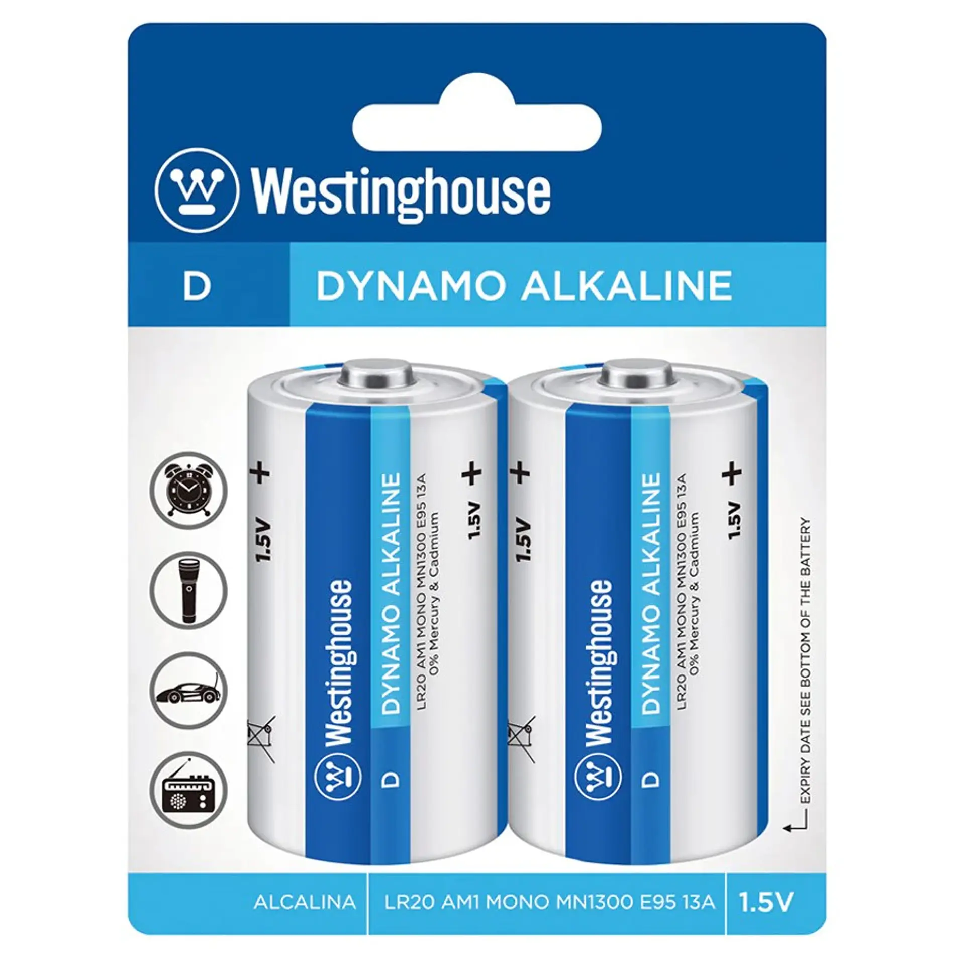 Pack 2 Pilas Dynamo Alcalina D Westinghouse 1