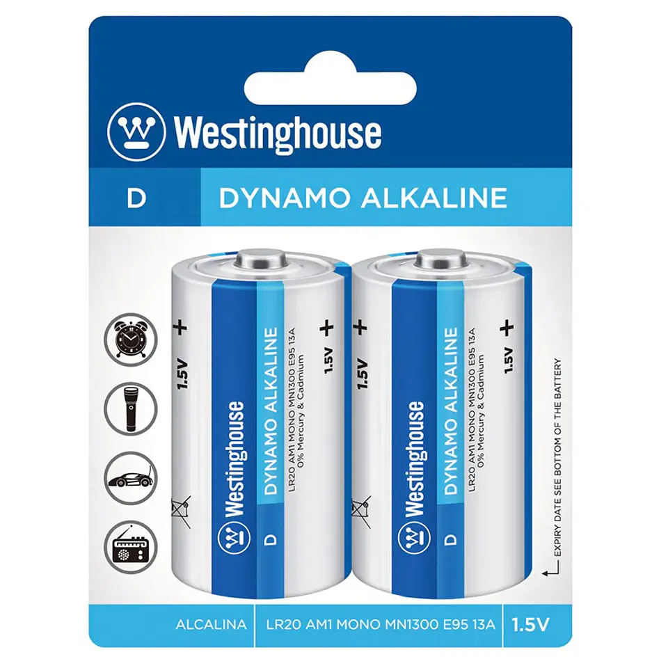 Pack 2 Pilas Dynamo Alcalina D Westinghouse 1