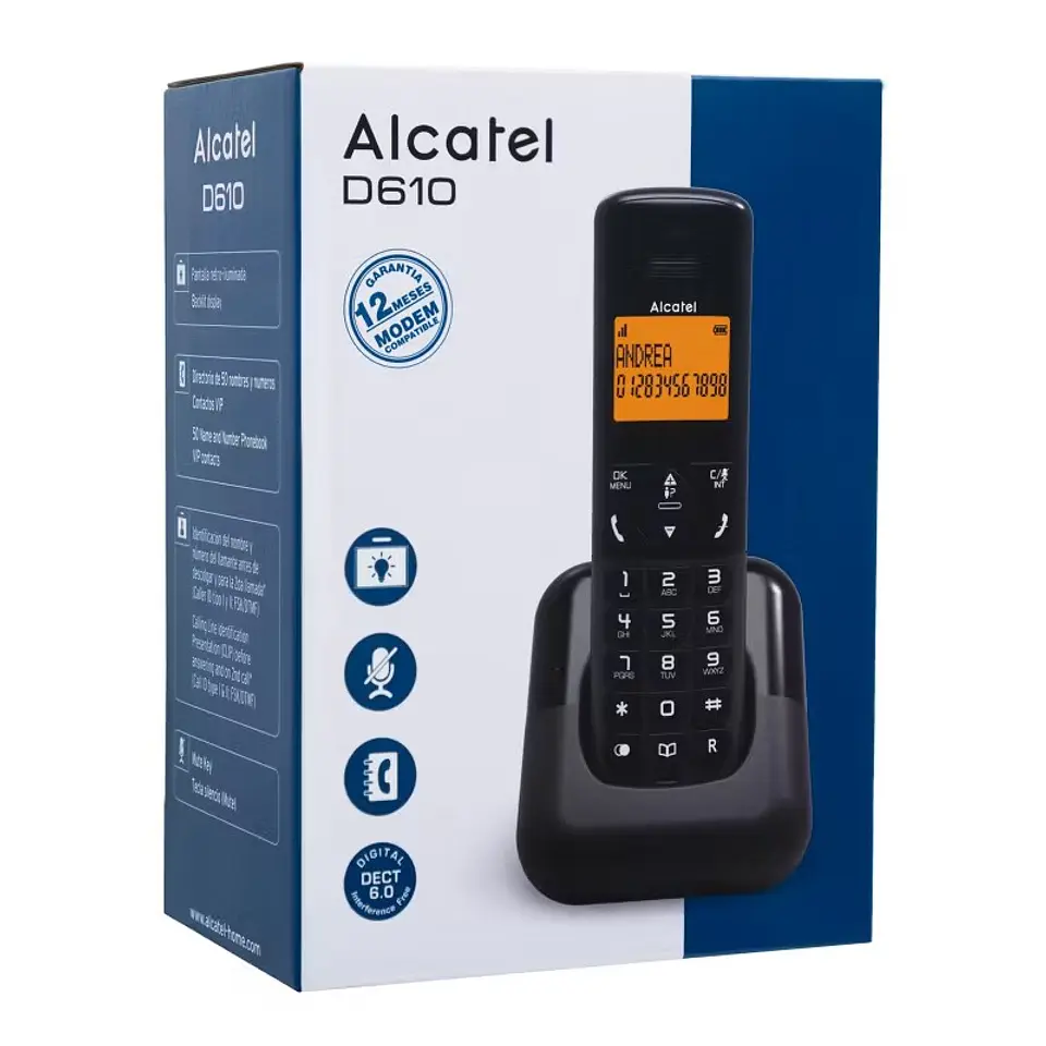 Teléfono Inalámbrico Alcatel D610 CH Negro 4