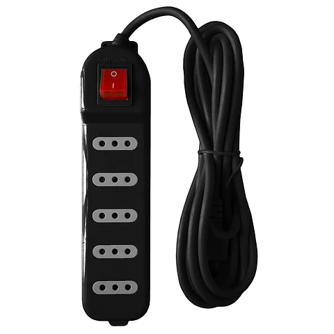 Alargador Electrico Macrotel 5 Mts 5 Pos Negro Switch ME-071B5