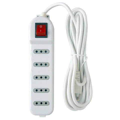 Alargador Electrico Macrotel 5 Mts 5 Pos Blanco Switch ME-071W5