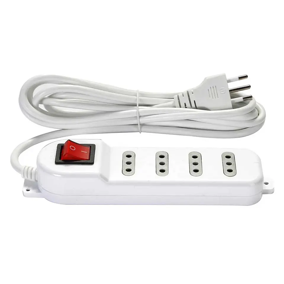Alargador Electrico Macrotel 3 Mts 4 Pos Blanco Switch ME-069W 1