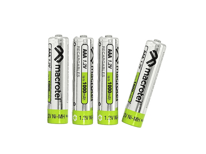 Pack 4 Pilas AAA Recargables Macrotel 1000mha MW-800 2